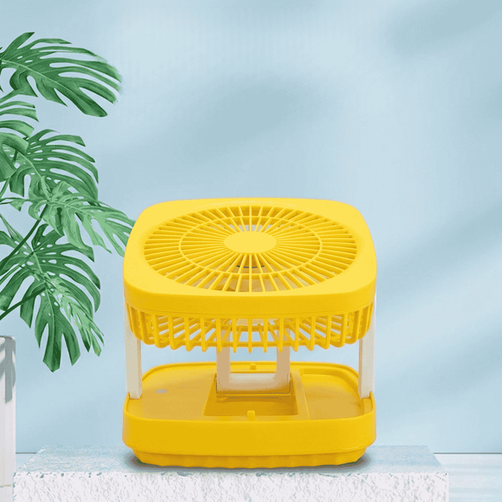 Rechargeable Soft Light Desktop Silent Foldable Electric Table Fan (JK-F666)Yellow